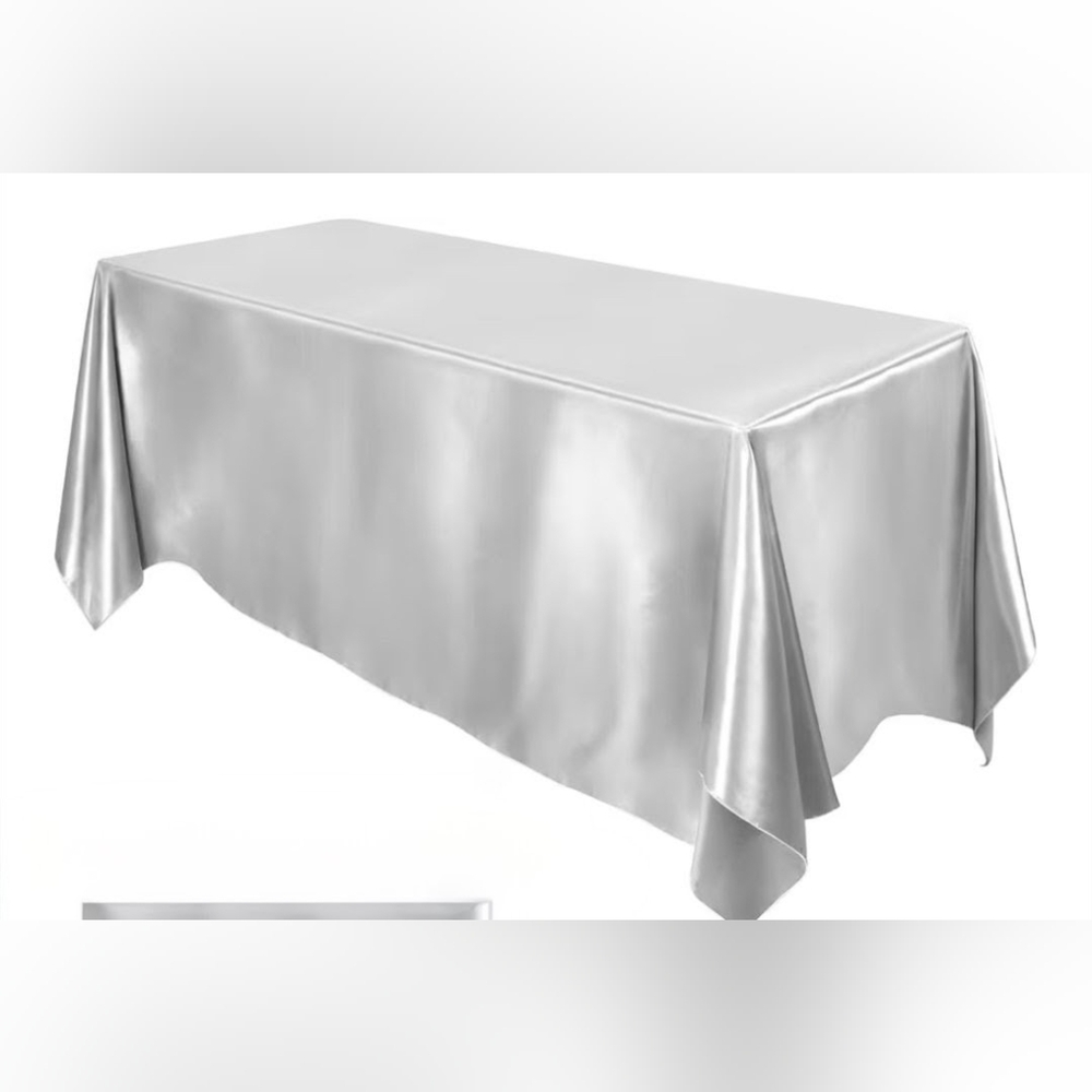 New Elegant Satin Silver Rectangular Tablecloth For Events And Parties